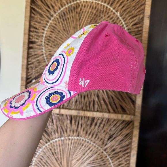 Pink Flowers Letter C Baseball Cap Hat ‘47 Girls / Kids / Womens Adjustable - Picture 3 of 6